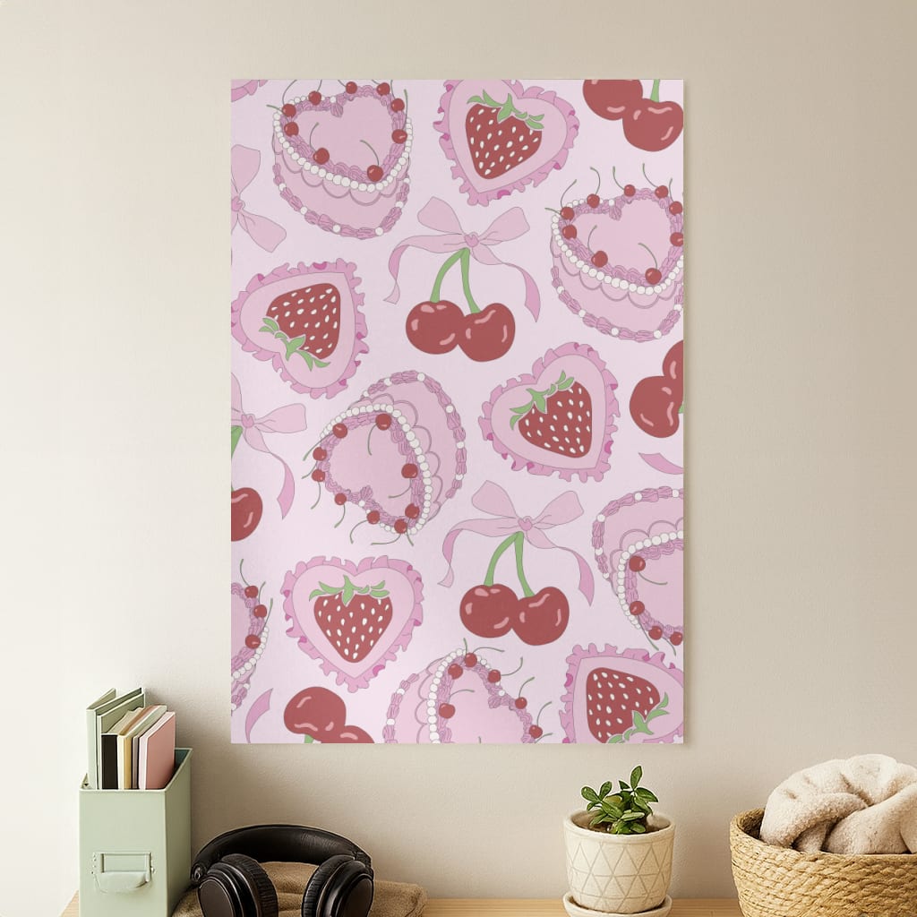 Cherries, Strawberries And Cake - Valentine's Day Poster