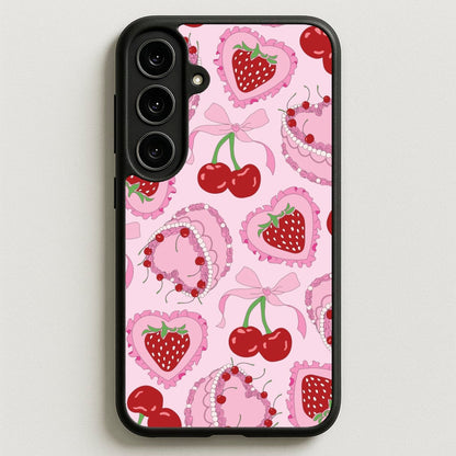 Cherries, Strawberries And Cake - Valentine's Day Phone Case for Galaxy S25FE