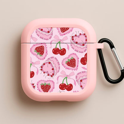 Cherries, Strawberries And Cake - Valentine's Day Pink AirPods Case