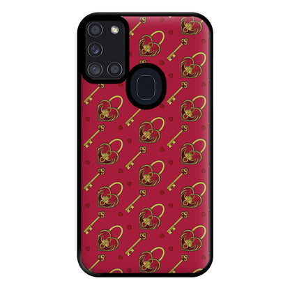 Red Locket And Key - Valentine's Day Phone Case for Galaxy A21s