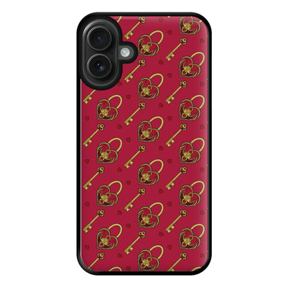 Red Locket And Key - Valentine's Day Phone Case for iPhone 16 Plus