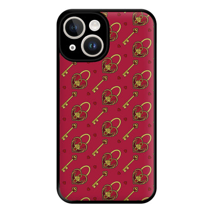 Red Locket And Key - Valentine's Day Phone Case for iPhone 14