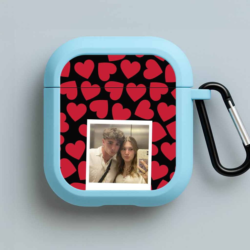 Valentine's Polaroid Blue AirPods Case