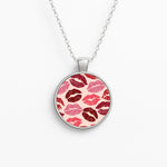 Valentine's Lips Pattern Circle Necklace