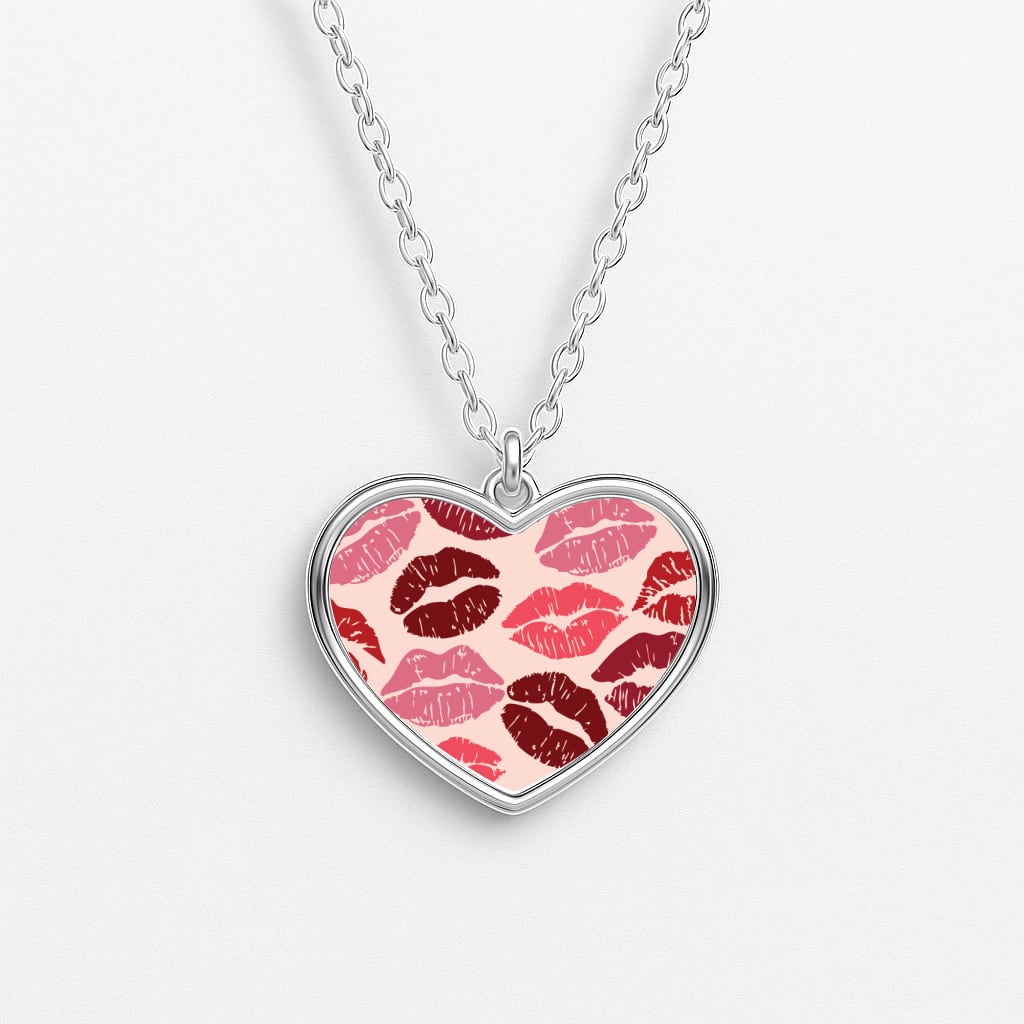Valentine's Lips Pattern Heart Necklace