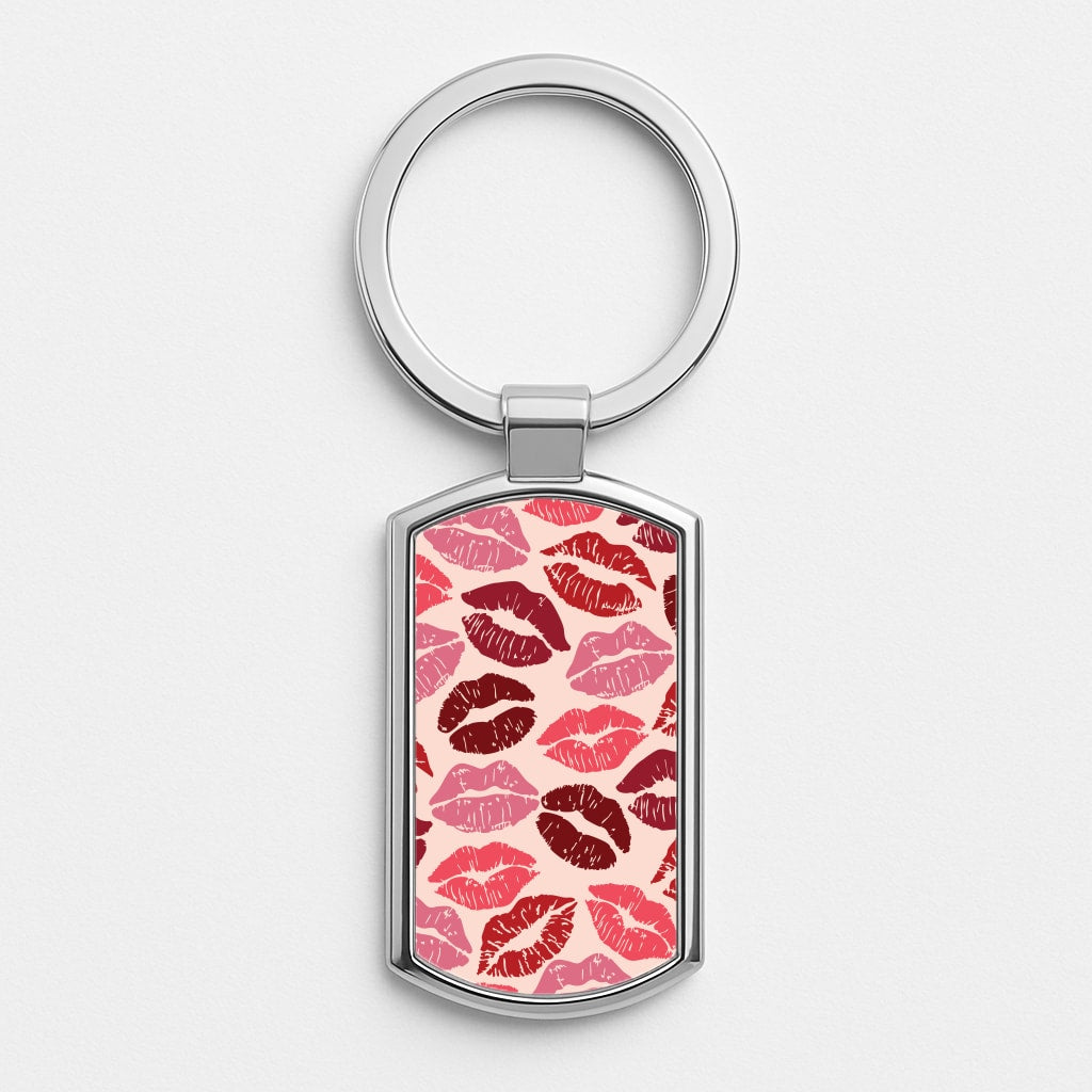 Valentine's Lips Pattern Silver Keyring
