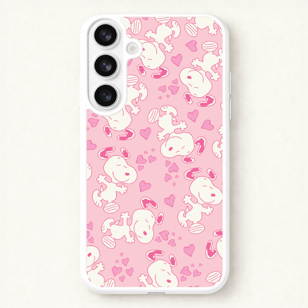 Cartoon Beagle Valentine Hearts Pattern Phone Case for Galaxy S26 Plus