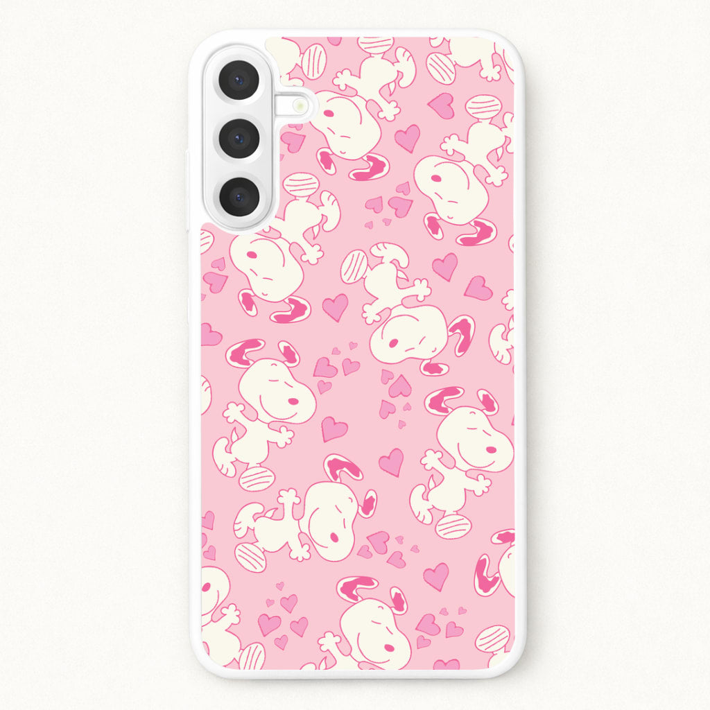 Cartoon Beagle Valentine Hearts Pattern Phone Case for Galaxy A37