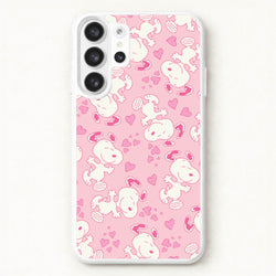 Cartoon Beagle Valentine Hearts Pattern Phone Case for Galaxy S26 Ultra