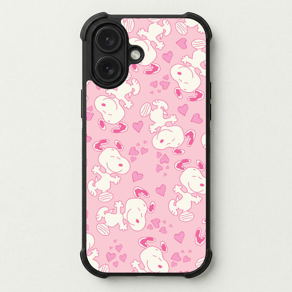 Cartoon Beagle Valentine Hearts Pattern Phone Case — Bumper case