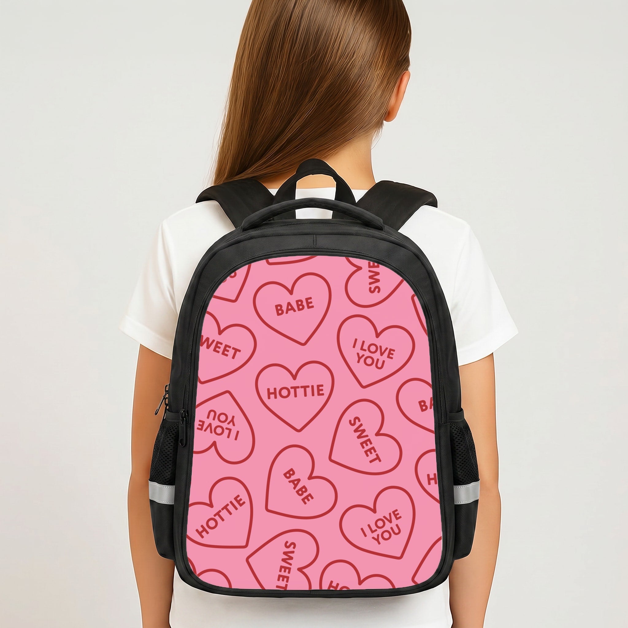 Quote Love Hearts Pattern Backpack