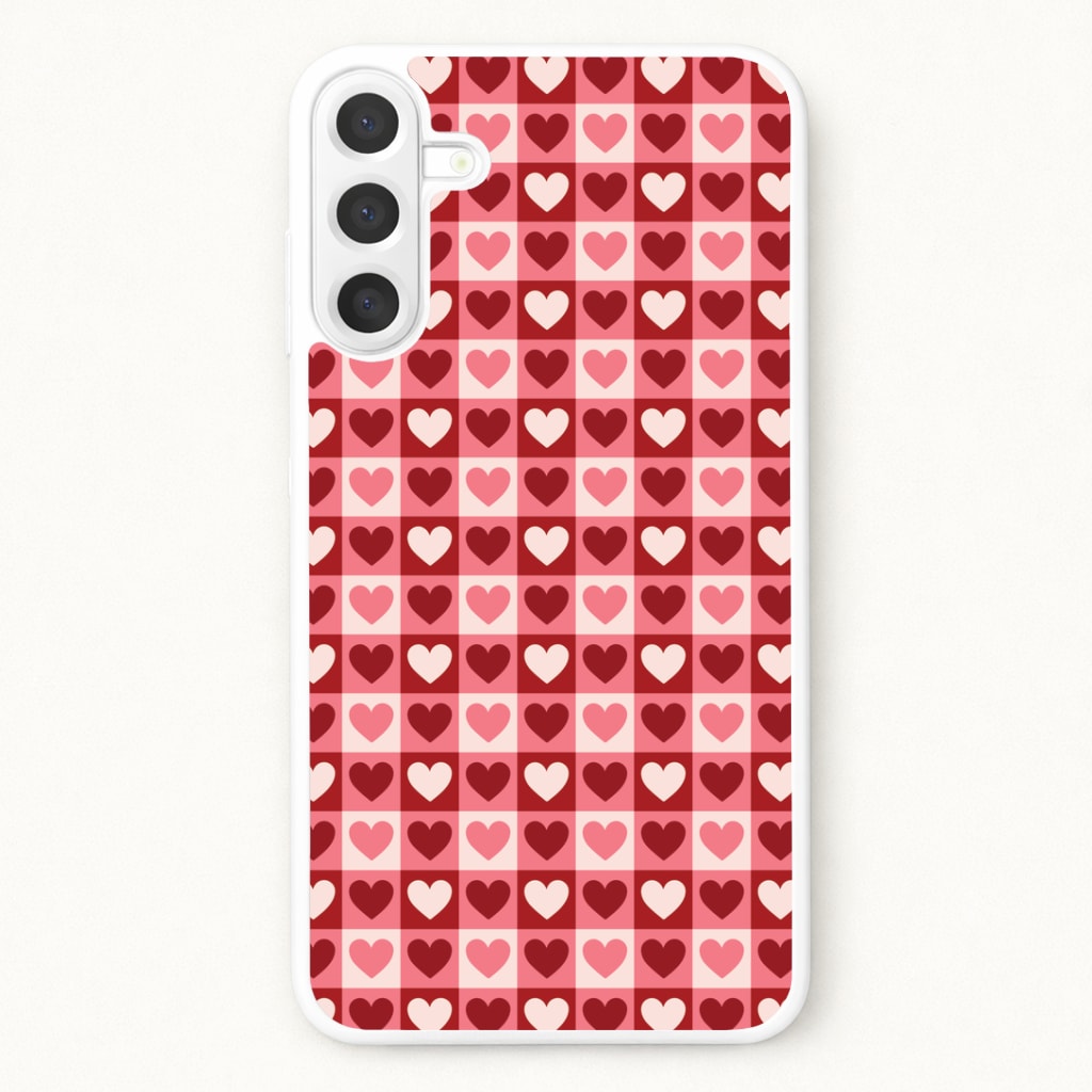 Pink Tartan Love Hearts Pattern Phone Case for Galaxy A57