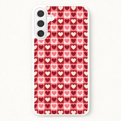 Pink Tartan Love Hearts Pattern Phone Case for Galaxy A57