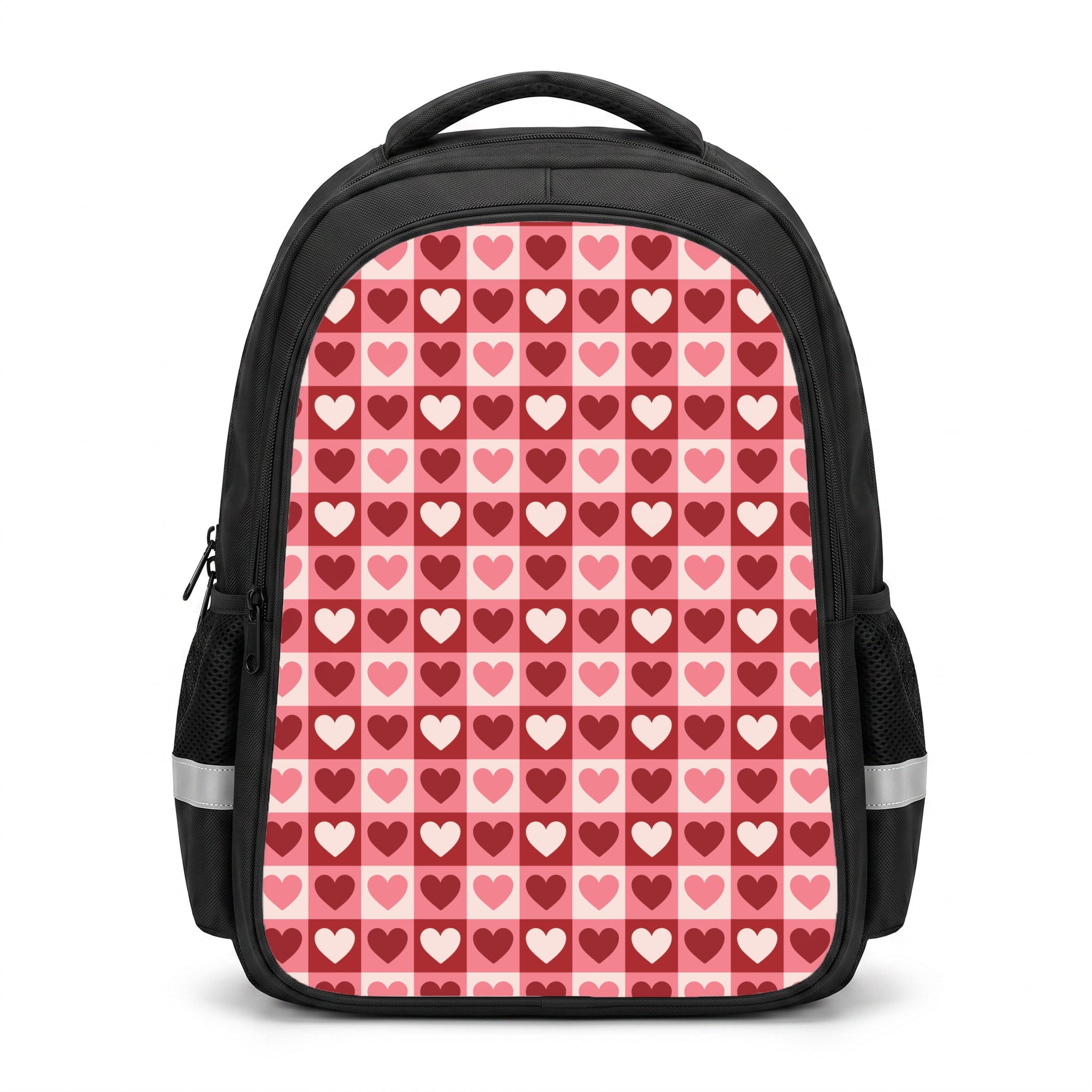 Pink Tartan Love Hearts Pattern Backpack