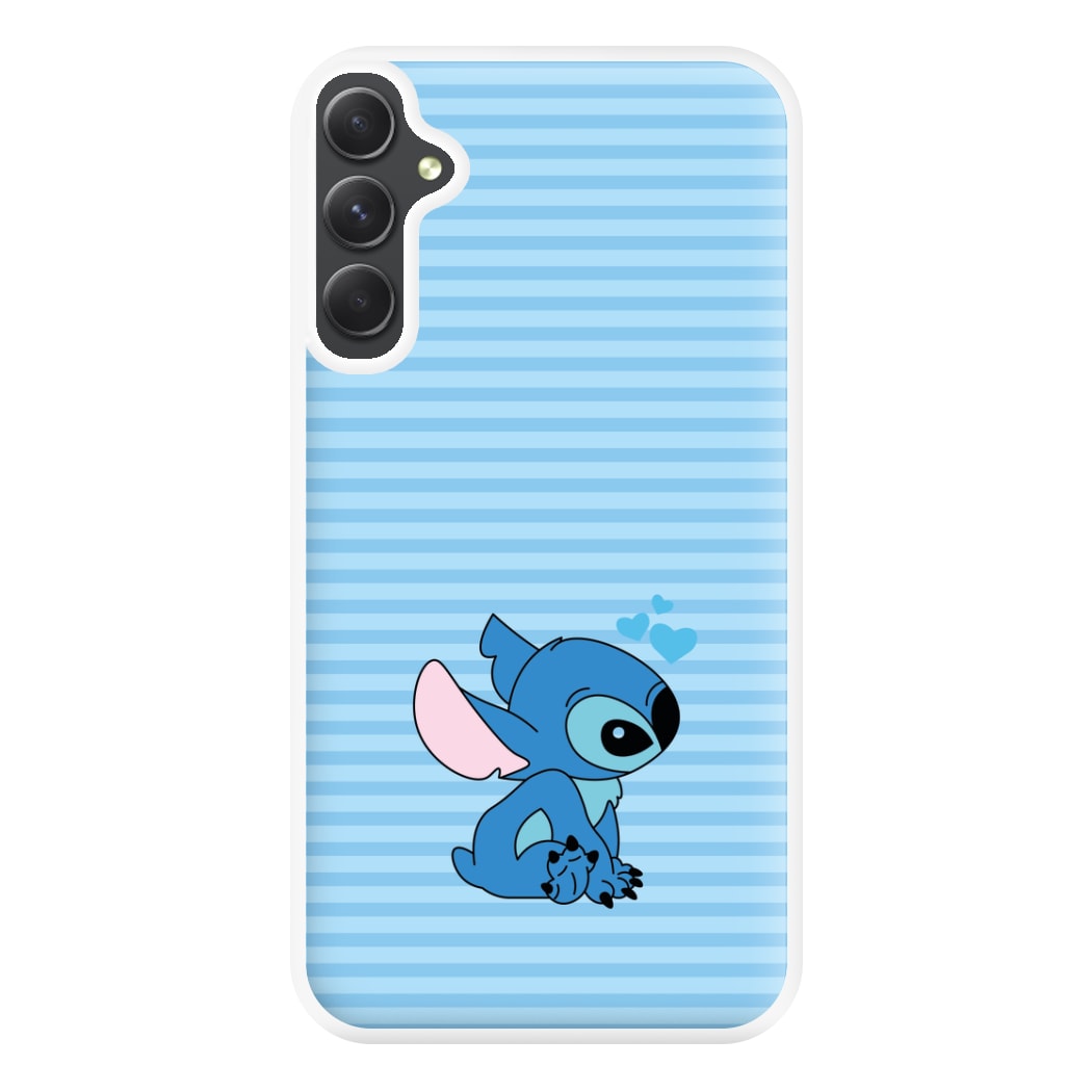 Blue Hearts Alien Blue Valentine's Phone Case for Galaxy A14