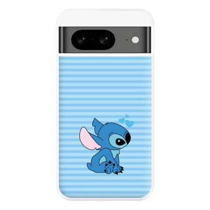 Blue Hearts Alien Blue Valentine's Phone Case for Google Pixel 8