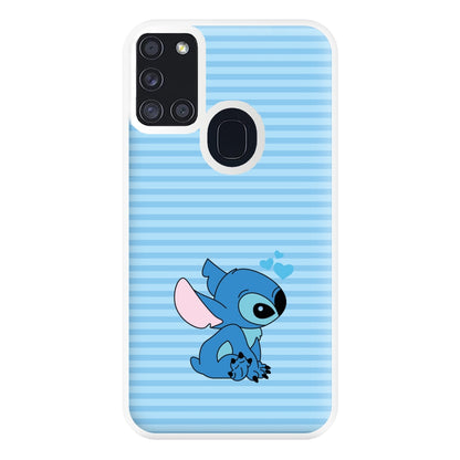 Blue Hearts Alien Blue Valentine's Phone Case for Galaxy A21s