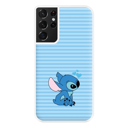 Blue Hearts Alien Blue Valentine's Phone Case for Galaxy S21 Ultra