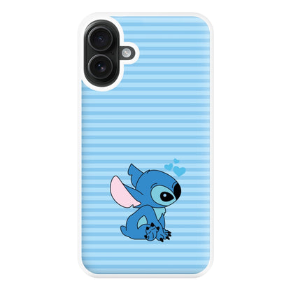 Blue Hearts Alien Blue Valentine's Phone Case for iPhone 16 Plus