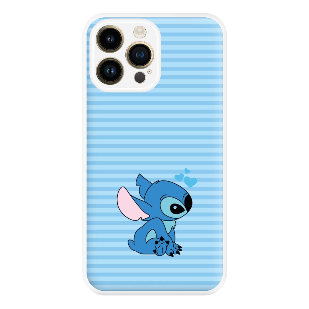 Blue Hearts Alien Blue Valentine's Phone Case for iPhone 14 Pro Max