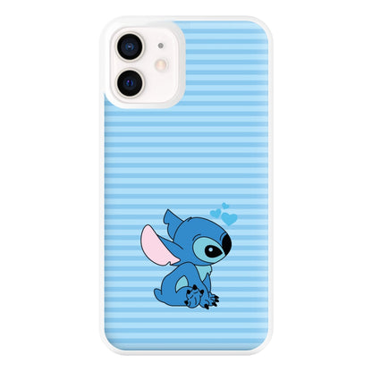 Blue Hearts Alien Blue Valentine's Phone Case for iPhone 13 Mini