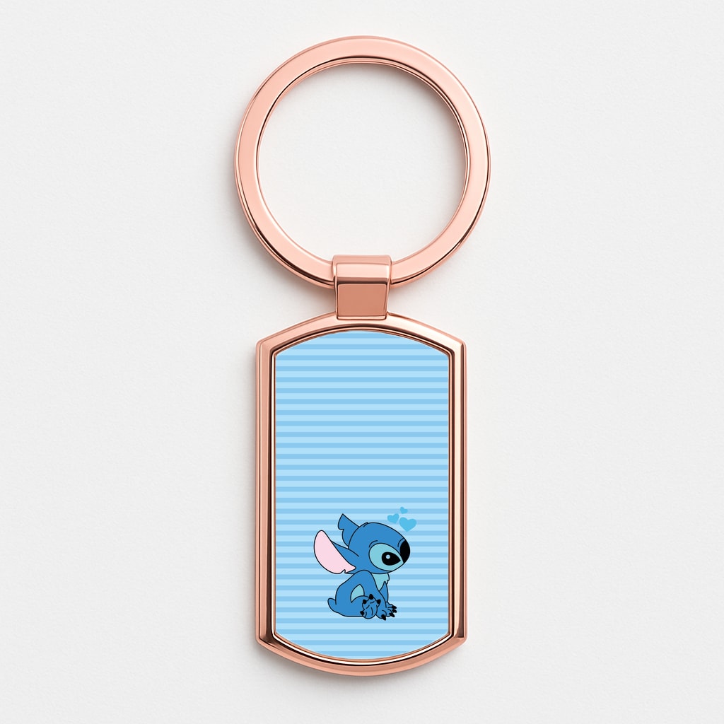 Blue Hearts Alien Blue Valentine's Rose Gold Keyring