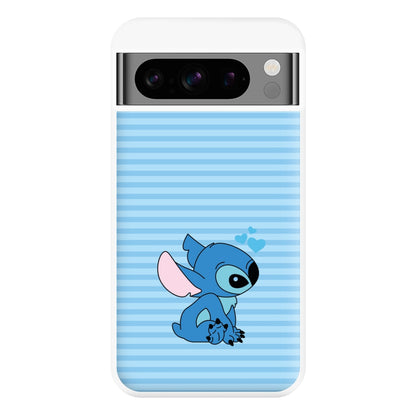 Blue Hearts Alien Blue Valentine's Phone Case for Google Pixel 8 Pro