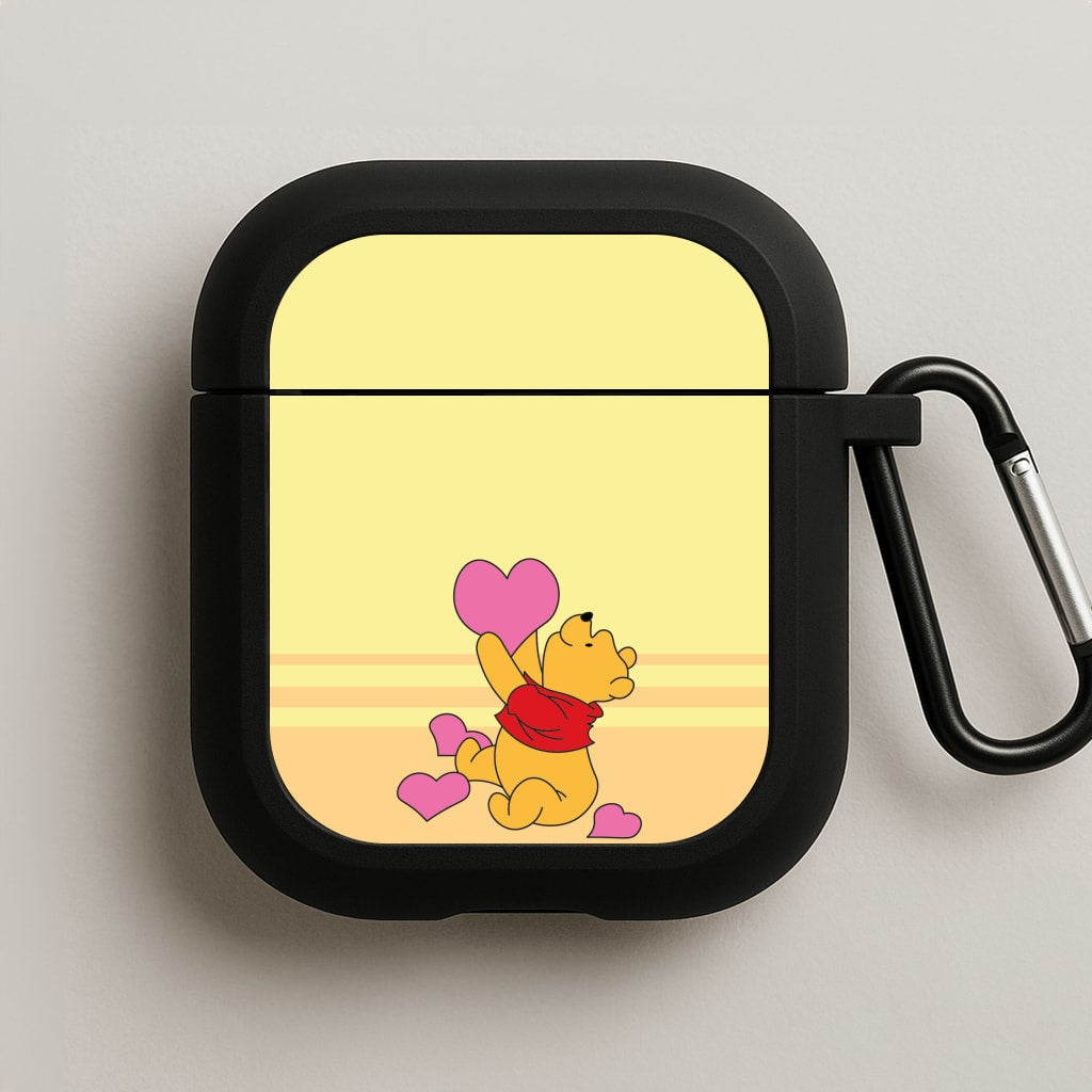 Pooh Love Heart Balloons Valentine's AirPods Case