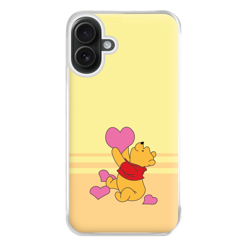 Pooh Love Heart Balloons Valentine's Phone Case for iPhone 16 Plus