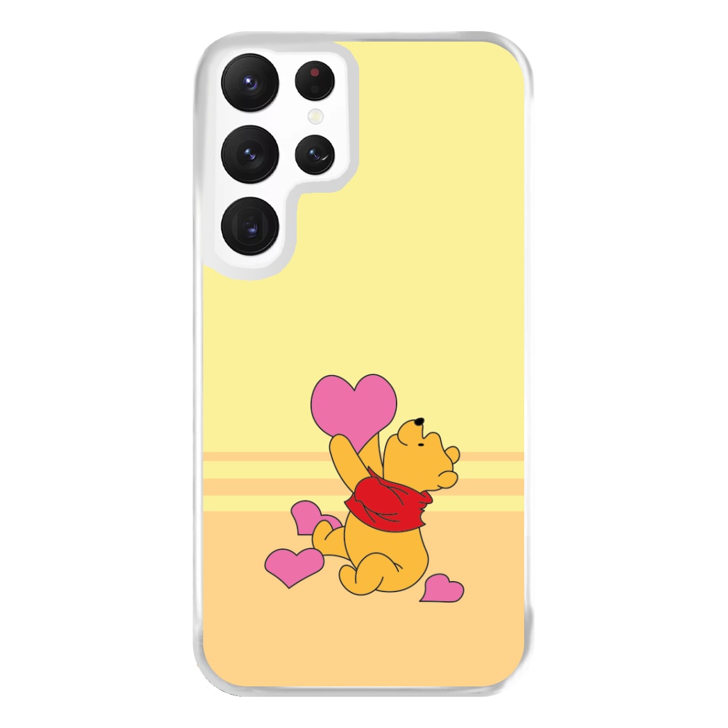 Pooh Love Heart Balloons Valentine's Phone Case for Galaxy S22 Ultra