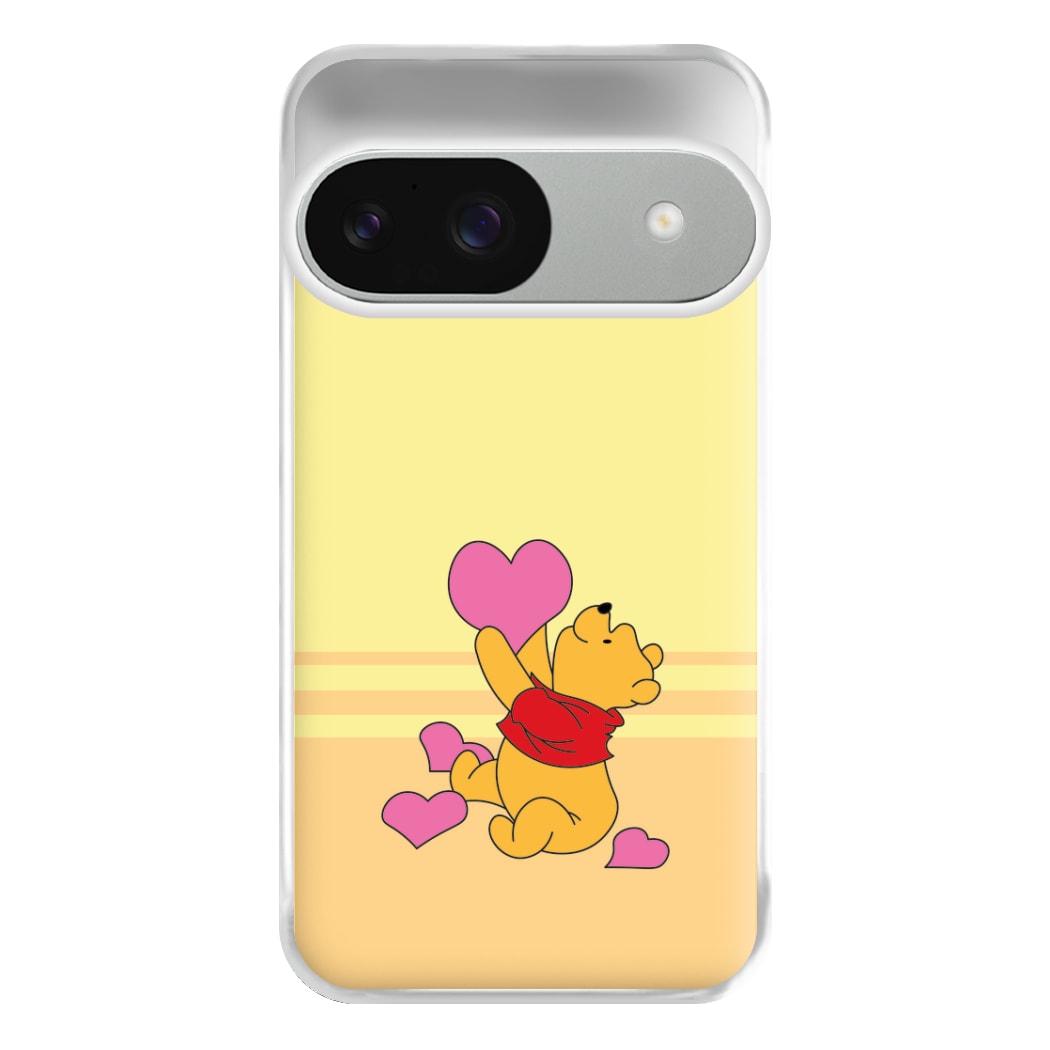 Pooh Love Heart Balloons Valentine's Phone Case for Google Pixel 9 / 9 Pro