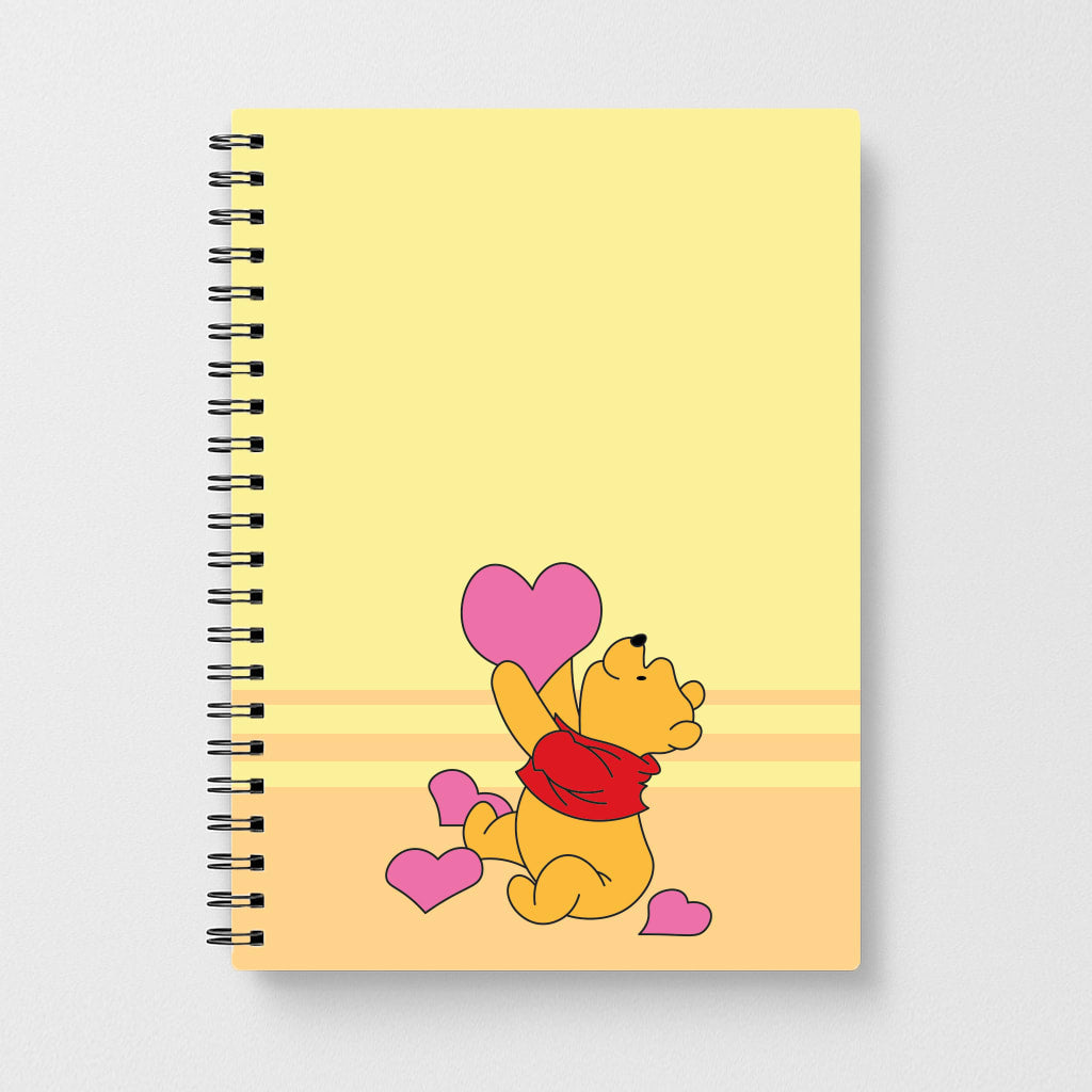 Pooh Love Heart Balloons Valentine's Notebook