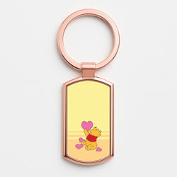 Pooh Love Heart Balloons Valentine's Rose Gold Keyring