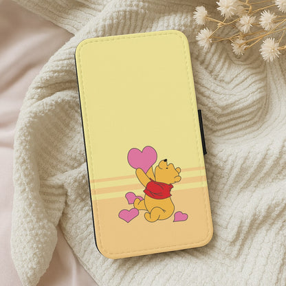 Pooh Love Heart Balloons Valentine's Wallet Phone Case