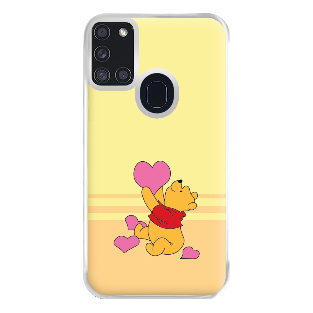 Pooh Love Heart Balloons Valentine's Phone Case for Galaxy A21s