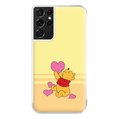 Pooh Love Heart Balloons Valentine's Phone Case for Galaxy S21 Ultra