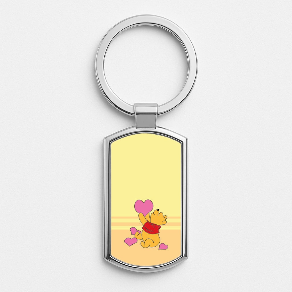 Pooh Love Heart Balloons Valentine's Luxury Keyring