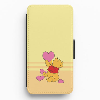 Pooh Love Heart Balloons Valentine's Flip / Wallet Phone Case