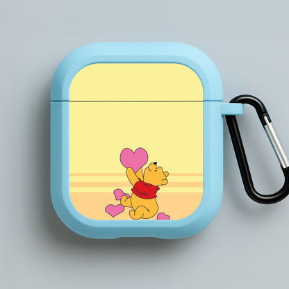 Pooh Love Heart Balloons Valentine's Blue AirPods Case