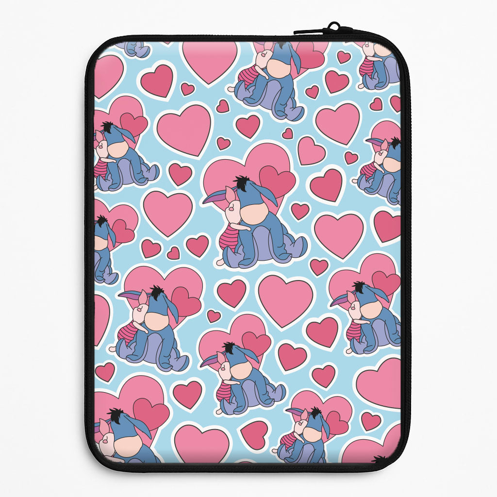 Donkey and Pig Pattern Valentine's Laptop Sleeve