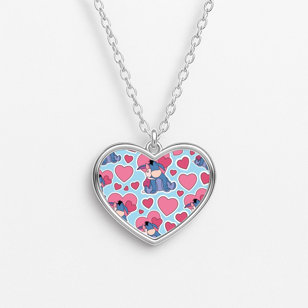 Donkey and Pig Pattern Valentine's Heart Necklace