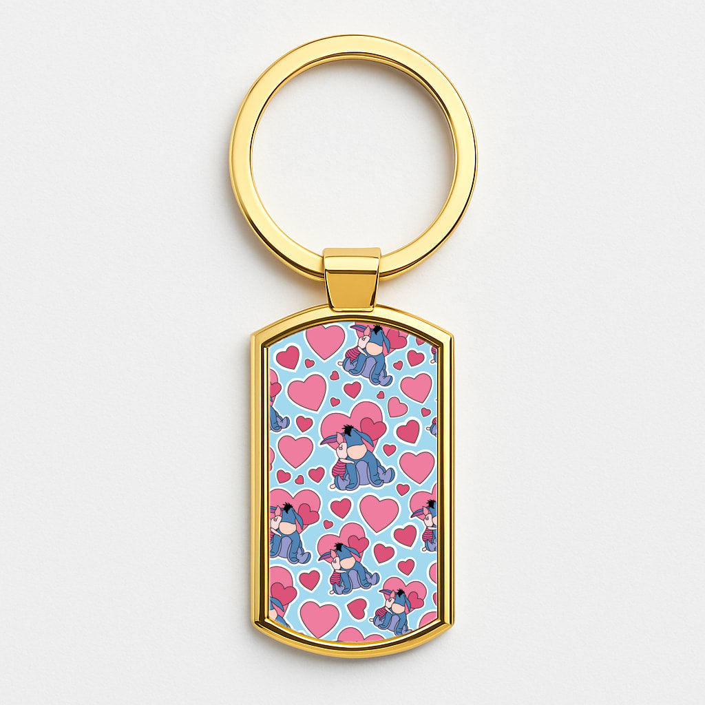 Donkey and Pig Pattern Valentine's Gold Keyring