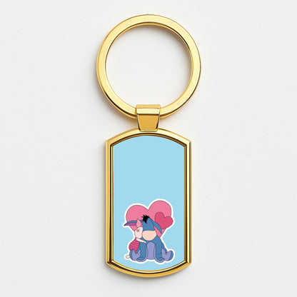 Donkey and Pig Valentine's Gold Keyring