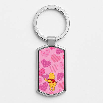 Cupid Pooh Valentine's Silver Keyring