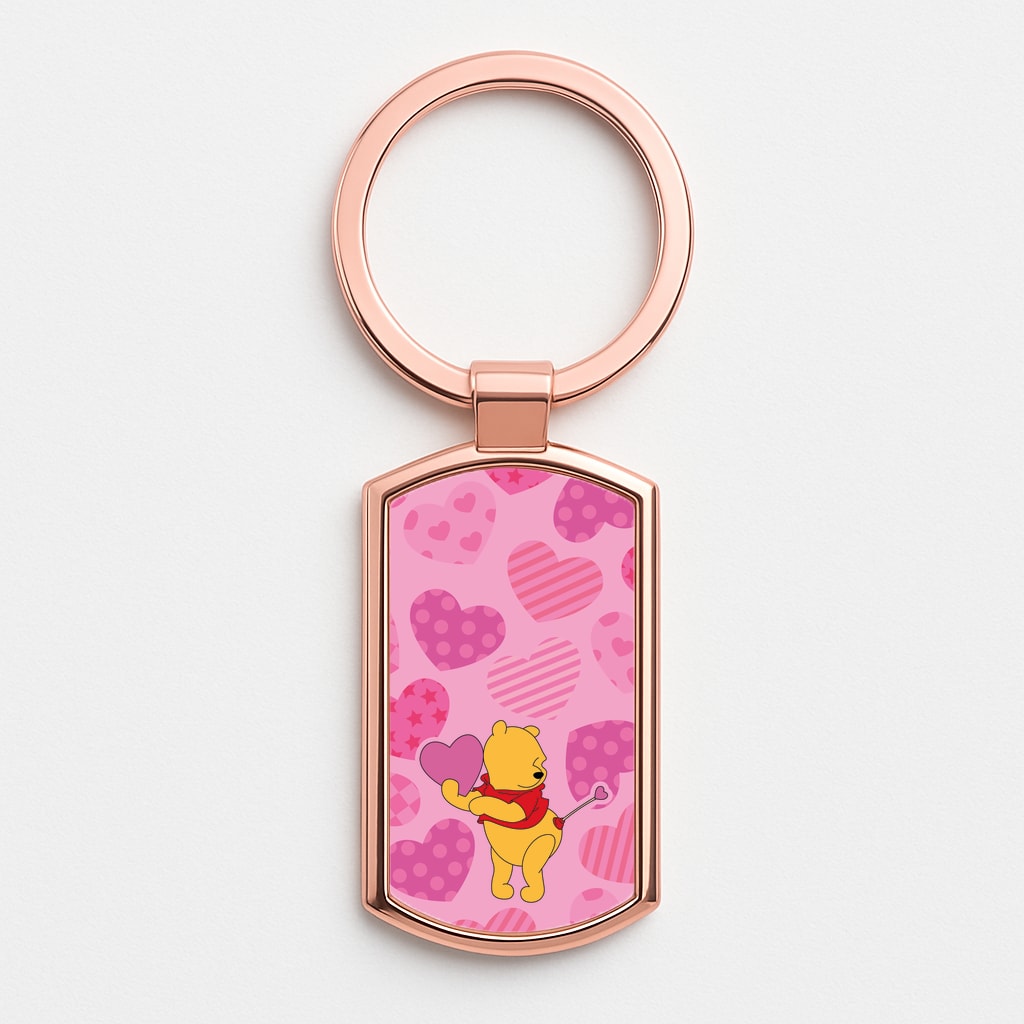 Cupid Pooh Valentine's Rose Gold Keyring