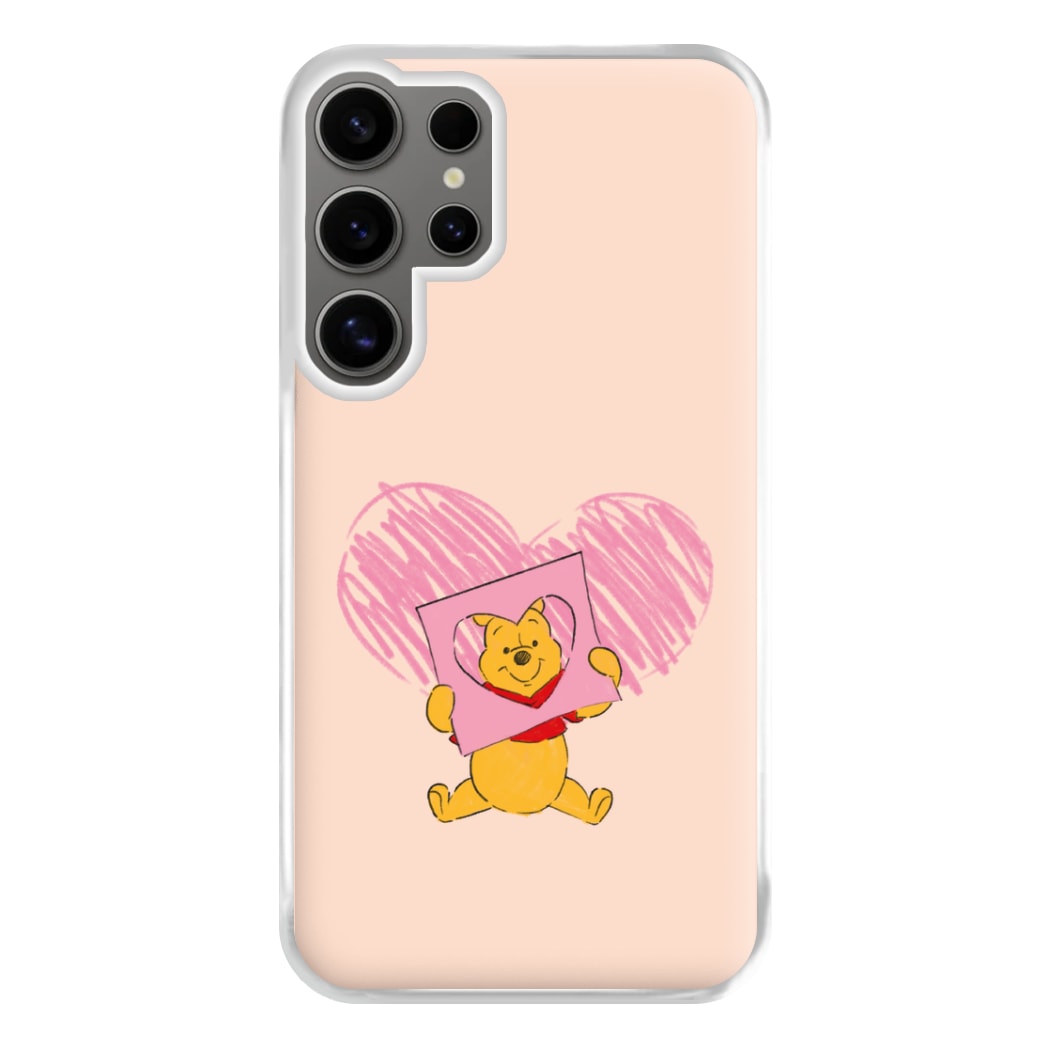 Pooh Heart Drawing Valentine's Phone Case for Galaxy S24 Ultra