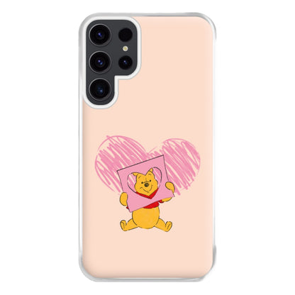 Pooh Heart Drawing Valentine's Phone Case for Galaxy S23 Ultra