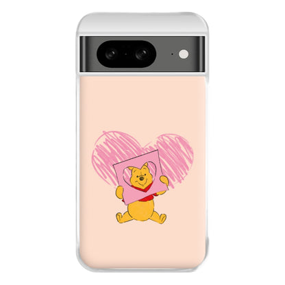 Pooh Heart Drawing Valentine's Phone Case for Google Pixel 8