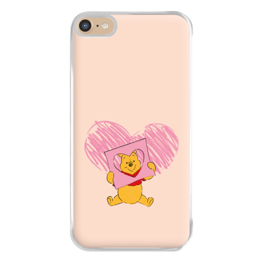 Pooh Heart Drawing Valentine's Phone Case for iPhone 6 Plus / 7 Plus / 8 Plus