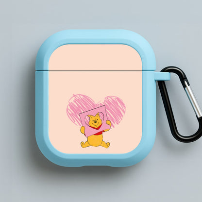 Pooh Heart Drawing Valentine's Blue AirPods Case